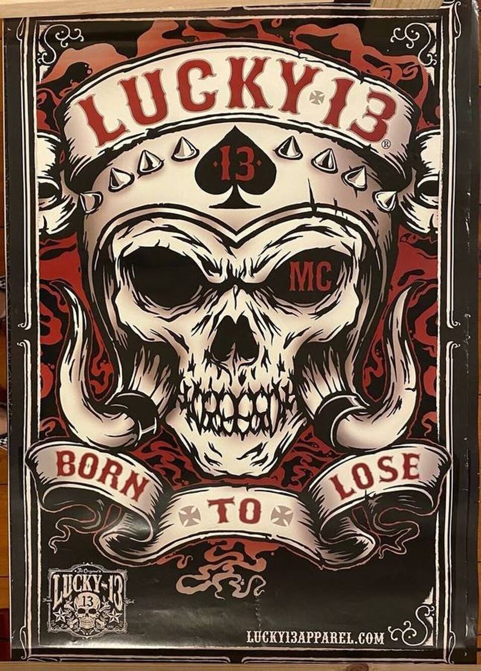 Large Lucky 13 Born to Lose Skull Poster